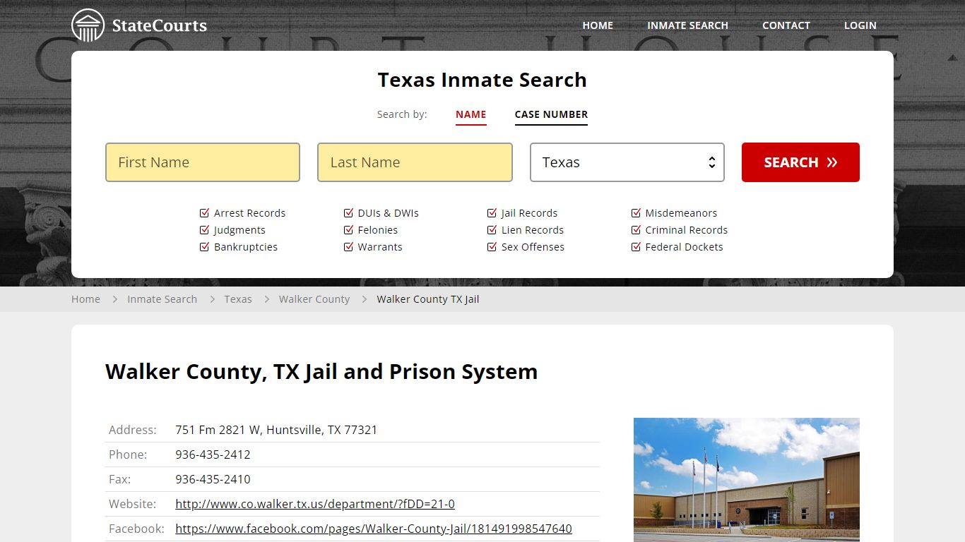 Walker County TX Jail Inmate Records Search, Texas - State Courts